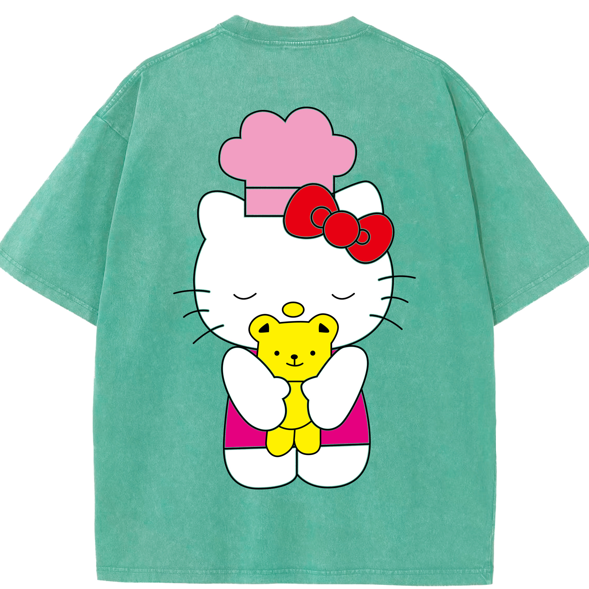 （画像用） Hello Kitty ハローキティ 綿100% ヴィンテージ風 半袖Tシャツ（背面プリント）